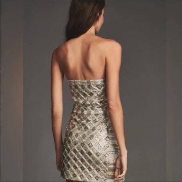 NWT $940 Retrofete Heather Sequin Mini Dress Silver and Gold Beaded​​ - Picture 3 of 14